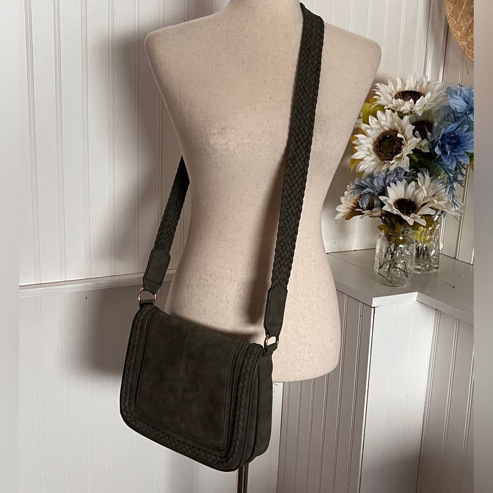 Crossbody Handbag Vegan Leather With Braided Strap